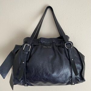 Miu Miu Dark Blue Bow Satchel Bag